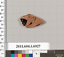 Terracotta fragment of a kylix (drinking cup), Terracotta, Greek, Attic
