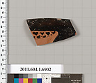 Terracotta rim fragment of a kylix (drinking cup), Terracotta, Greek, Attic