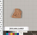 Terracotta fragment of a kylix (drinking cup), Terracotta, Greek, Attic