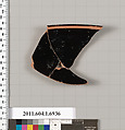 Terracotta rim fragment of a kylix (drinking cup), Terracotta, Greek, Attic