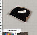 Terracotta fragment of a kylix (drinking cup), Attributed to the Painter of the Paris Gigantomachy [DvB], Terracotta, Greek, Attic