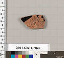 Terracotta fragment of a kylix (drinking cup), Terracotta, Greek, Attic