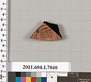 Terracotta fragment of a kylix (drinking cup), Attributed to Douris [DvB], Terracotta, Greek, Attic