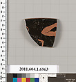 Terracotta rim fragment of a kylix (drinking cup), Terracotta, Greek, Attic
