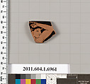 Terracotta rim fragment of a kylix (drinking cup), Attributed to the Painter of the Paris Gigantomachy [DvB], Terracotta, Greek, Attic