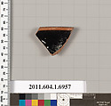 Terracotta rim fragment of a kylix (drinking cup), Terracotta, Greek, Attic