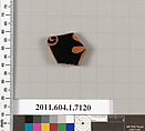 Terracotta fragment of a kylix (drinking cup), Terracotta, Greek, Attic