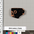 Terracotta fragment of a kylix (drinking cup), Terracotta, Greek, Attic