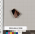Terracotta fragment of a kylix (drinking cup), Terracotta, Greek, Attic