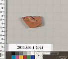 Terracotta fragment of a kylix (drinking cup), Terracotta, Greek, Attic