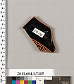 Terracotta fragment of a kylix (drinking cup), Terracotta, Greek, Attic