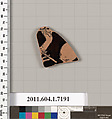 Terracotta fragment of a kylix (drinking cup), Attributed to Makron [DvB], Terracotta, Greek, Attic