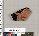 Terracotta fragment of a kylix (drinking cup), Attributed to Makron [DvB], Terracotta, Greek, Attic