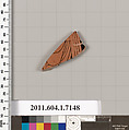Terracotta fragment of a kylix (drinking cup), Attributed to Makron [DvB], Terracotta, Greek, Attic