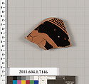 Terracotta fragment of a kylix (drinking cup), Attributed to Makron [DvB], Terracotta, Greek, Attic