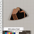 Terracotta fragment of a kylix (drinking cup), Attributed to Makron [DvB], Terracotta, Greek, Attic