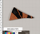 Terracotta fragment of a kylix (drinking cup), Terracotta, Greek, Attic