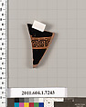 Terracotta fragment of a kylix (drinking cup), Attributed to Makron [DvB], Terracotta, Greek, Attic