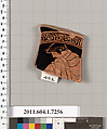 Terracotta fragment of a kylix (drinking cup), Attributed to Makron [DvB], Terracotta, Greek, Attic