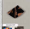 Terracotta fragment of a kylix (drinking cup), Terracotta, Greek, Attic