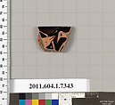 Terracotta rim fragment of a kylix (drinking cup), Terracotta, Greek, Attic