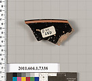 Terracotta rim fragment of a kylix (drinking cup), Terracotta, Greek, Attic