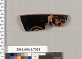 Terracotta rim fragment of a kylix (drinking cup), Terracotta, Greek, Attic