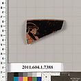 Terracotta rim fragment of a kylix (drinking cup), Terracotta, Greek, Attic