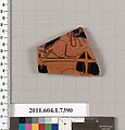Terracotta fragment of a kylix (drinking cup), Terracotta, Greek, Attic