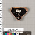 Terracotta rim fragment of a kylix (drinking cup), Terracotta, Greek, Attic