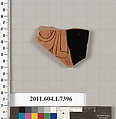 Terracotta fragment of a kylix (drinking cup), Terracotta, Greek, Attic