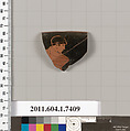 Terracotta rim fragment of a kylix (drinking cup), Terracotta, Greek, Attic