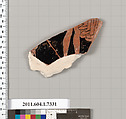 Terracotta fragment of a kylix (drinking cup), Terracotta, Greek, Attic