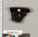 Terracotta rim fragment of a kylix (drinking cup), Terracotta, Greek, Attic