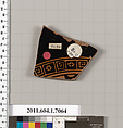 Terracotta fragment of a kylix (drinking cup), Terracotta, Greek, Attic