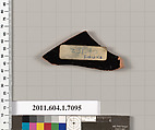 Terracotta fragment of a kylix (drinking cup), Attributed to Douris [DvB], Terracotta, Greek, Attic