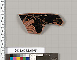 Terracotta rim fragment of a kylix (drinking cup), Terracotta, Greek, Attic