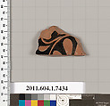 Terracotta fragment of a kylix (drinking cup), Terracotta, Greek, Attic