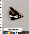 Terracotta fragment of a kylix (drinking cup), Attributed to the Telephos Painter [DvB], Terracotta, Greek, Attic
