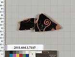 Terracotta fragment of a kylix (drinking cup), Terracotta, Greek, Attic