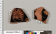 Terracotta fragments of a kylix (drinking cup), Attributed to Makron [DvB], Terracotta, Greek, Attic