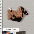 Terracotta fragment of a kylix (drinking cup), Attributed to Makron [DvB], Terracotta, Greek, Attic
