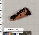 Terracotta fragment of a kylix (drinking cup), Terracotta, Greek, Attic