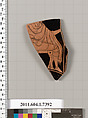 Terracotta fragment of a kylix (drinking cup), Terracotta, Greek, Attic