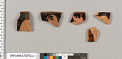 Terracotta fragments of a kylix (drinking cup), Attributed to Makron [DvB], Terracotta, Greek, Attic