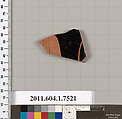 Terracotta fragment of a kylix (drinking cup), Terracotta, Greek, Attic