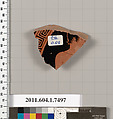Terracotta fragment of a kylix (drinking cup), Attributed to the Euaion Painter [DvB], Terracotta, Greek, Attic