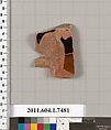 Terracotta fragment of a kylix (drinking cup), Terracotta, Greek, Attic