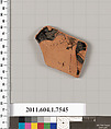 Terracotta fragment of a kylix (drinking cup), Terracotta, Greek, Attic