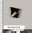 Terracotta fragment of a kylix (drinking cup), Attributed to the Euaion Painter [DvB], Terracotta, Greek, Attic